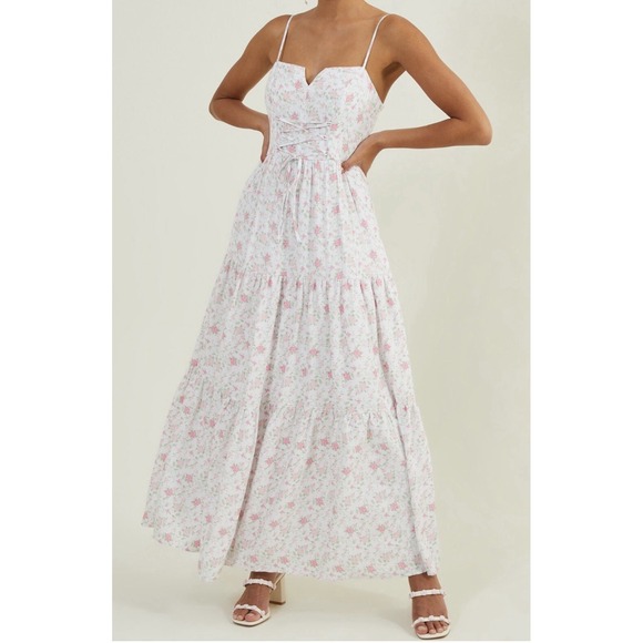 Altar'd State Dresses & Skirts - Altar'd State Jodee White/Pink Floral Maxi Tiered Dress Easter Fairy  Sz S